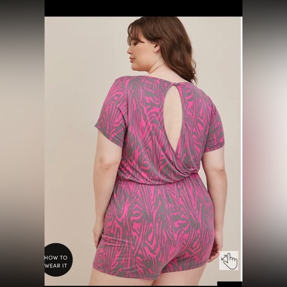 NEW TORRID SUPER SOFT ELASTIC WAIST LOUNGE ROMPER SIZE 00,0X,1X and 3X - Picture 3 of 9